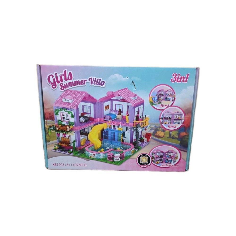 Girls Summer Villa 1026pcs Building Block Set - 3-in-1, Ages 6+